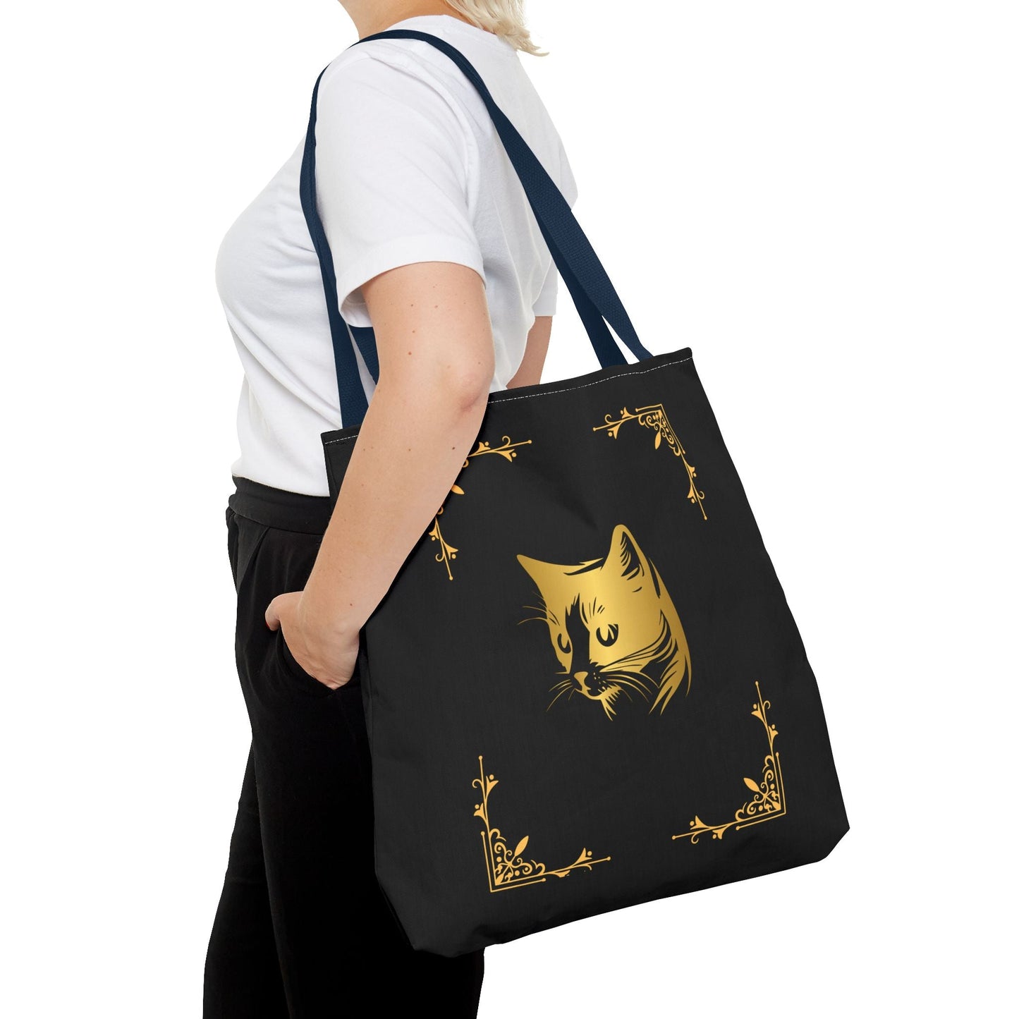 Vintage Cat Tote Bag - Stylish Black Eco-Friendly Carrier for Cat Lovers