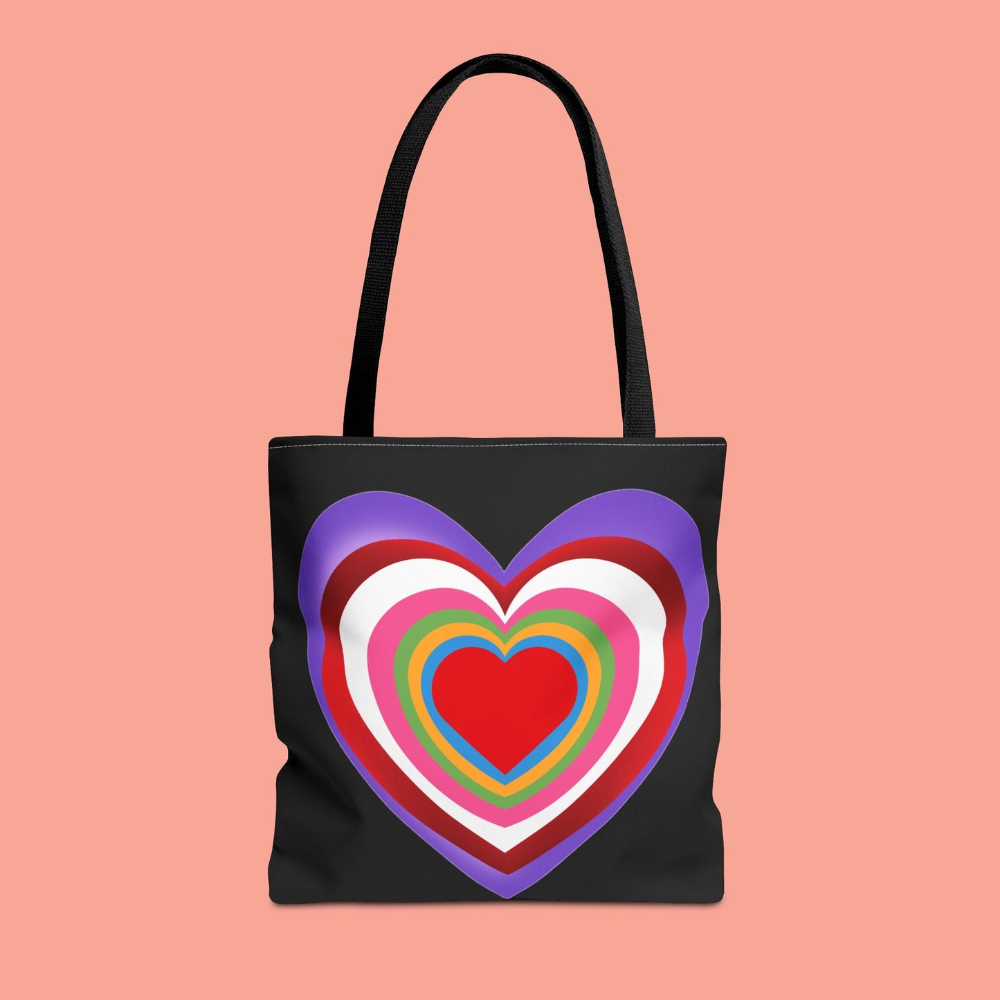 Rainbow Heart Tote Bag - Colorful Love Design for Everyday Use