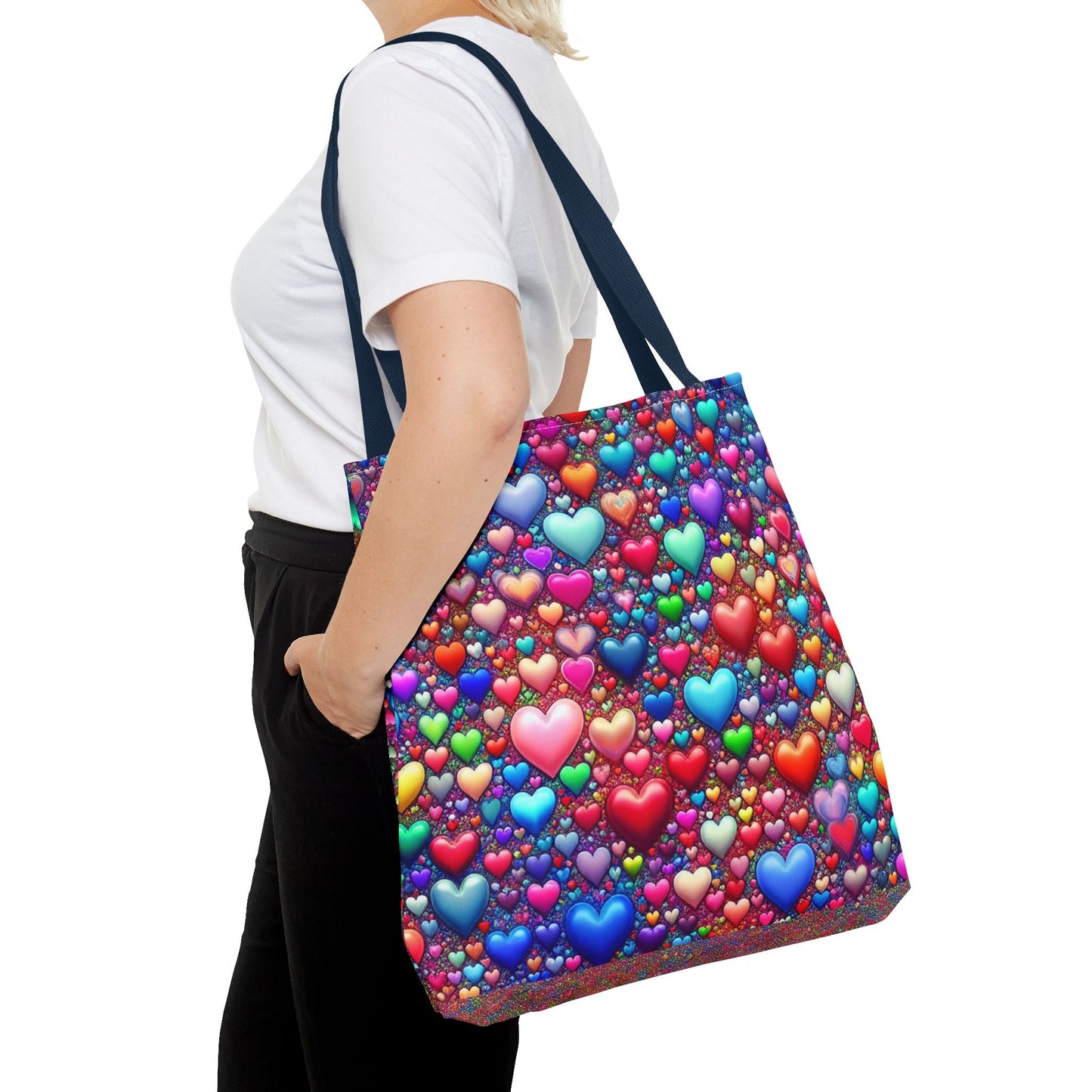 Colorful Heart Pattern Tote Bag - Perfect for Love & Friendship Gifts