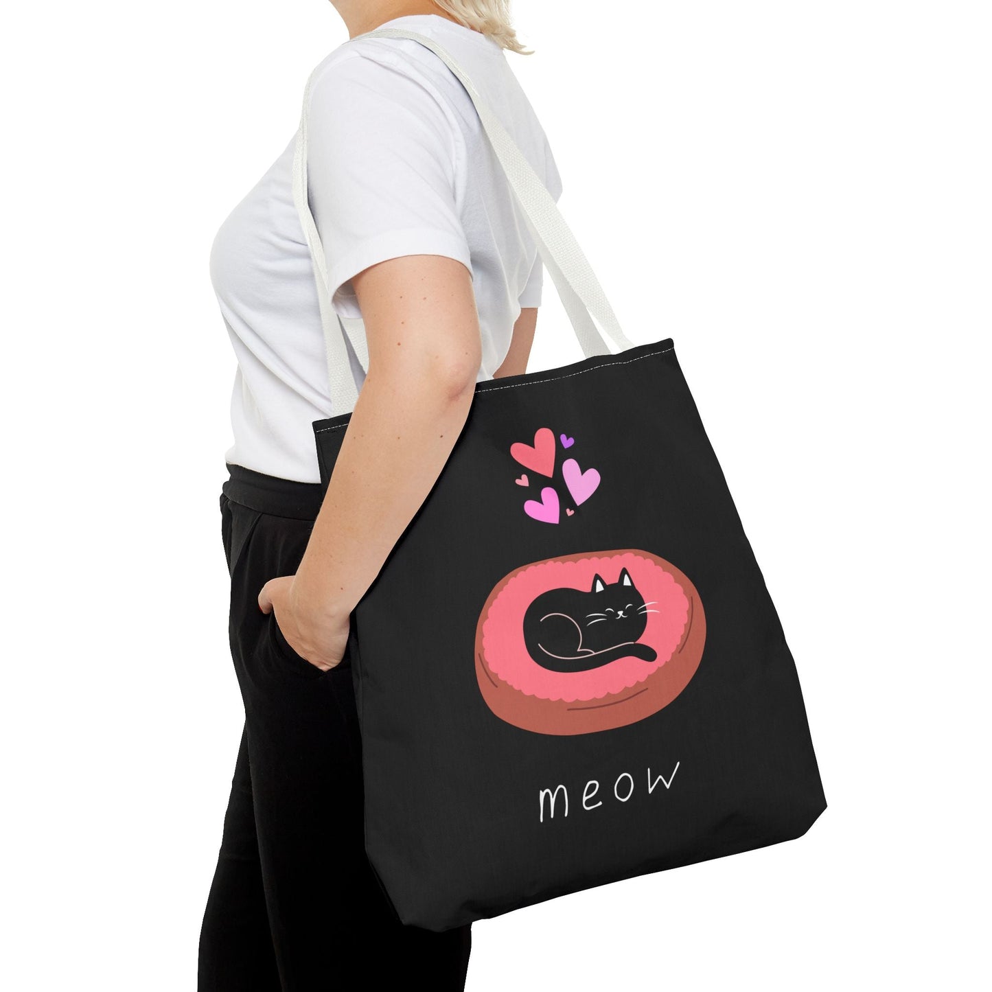 Cute Cat Tote Bag - 'Meow' Design for Cat Lovers