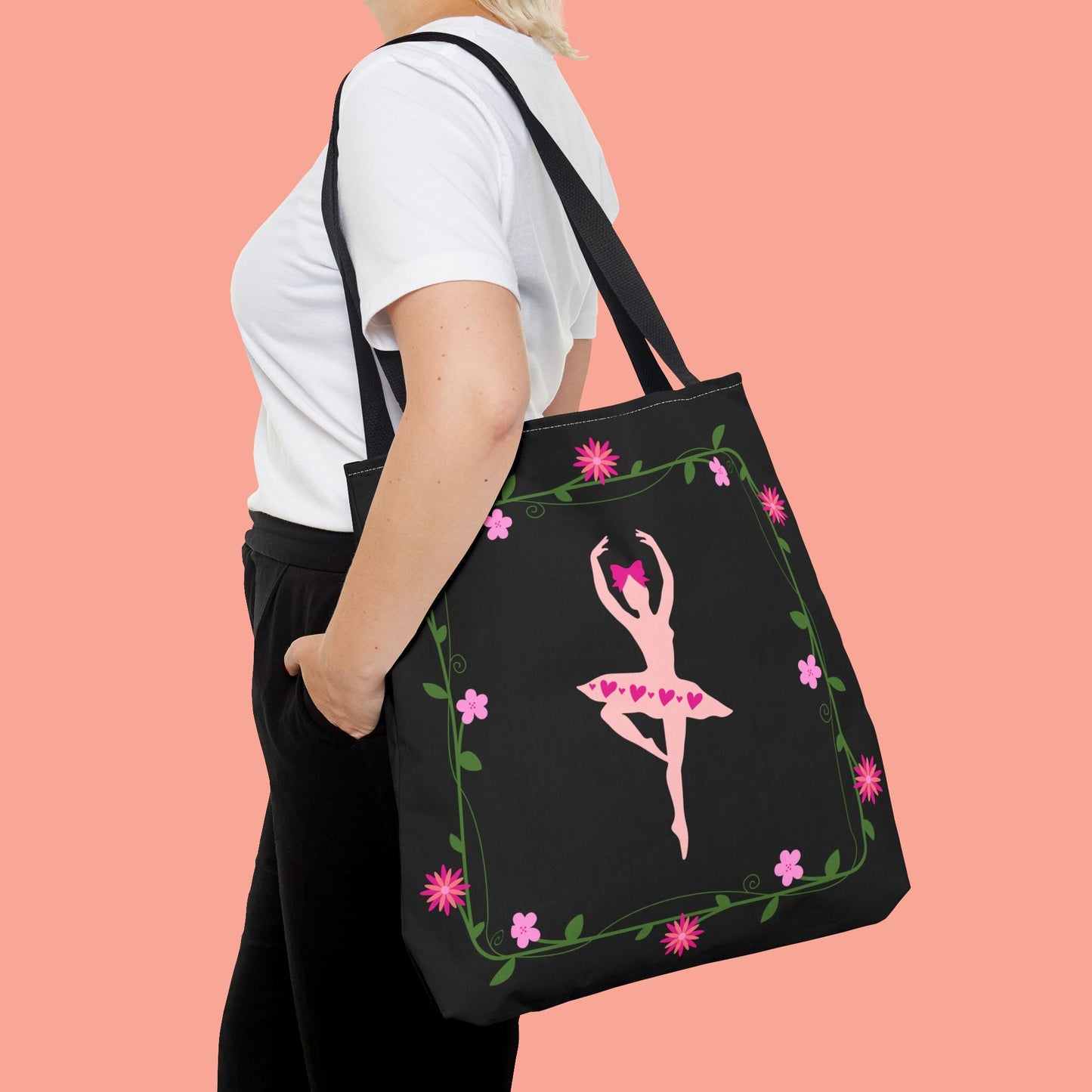 Ballet Dancer Floral Tote Bag - Elegant & Stylish Accessory for Dance Lovers