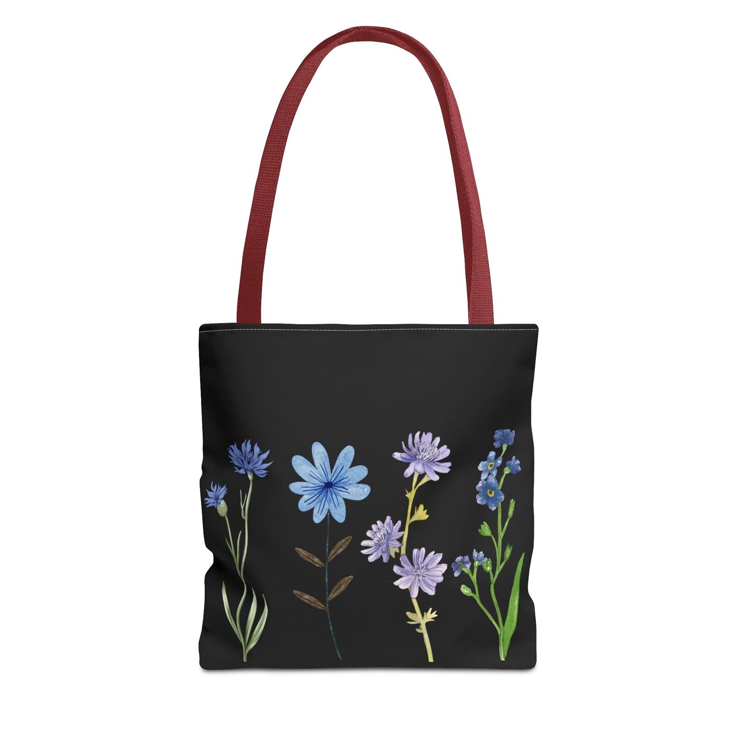 Floral Elegance Tote Bag - Stylish Black Canvas with Colorful Wildflowers for Everyday Use