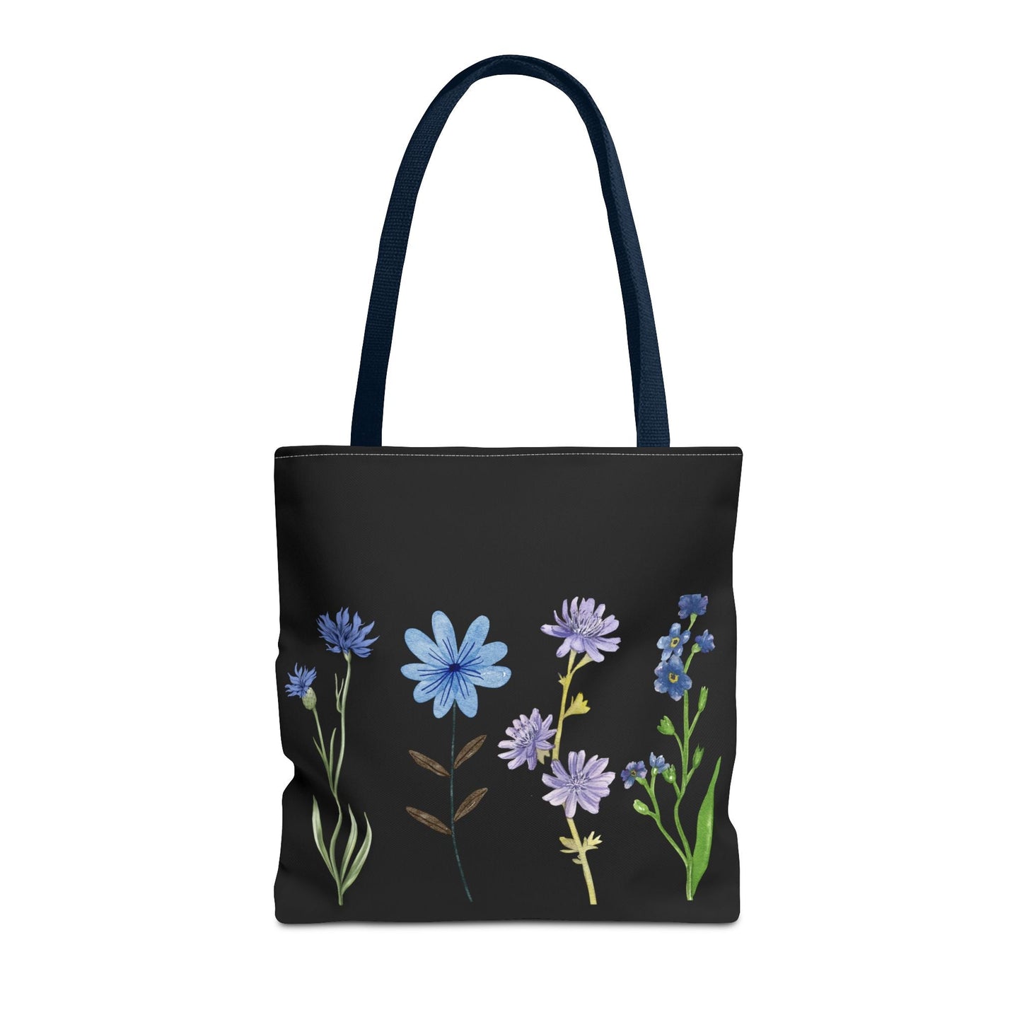 Floral Elegance Tote Bag - Stylish Black Canvas with Colorful Wildflowers for Everyday Use