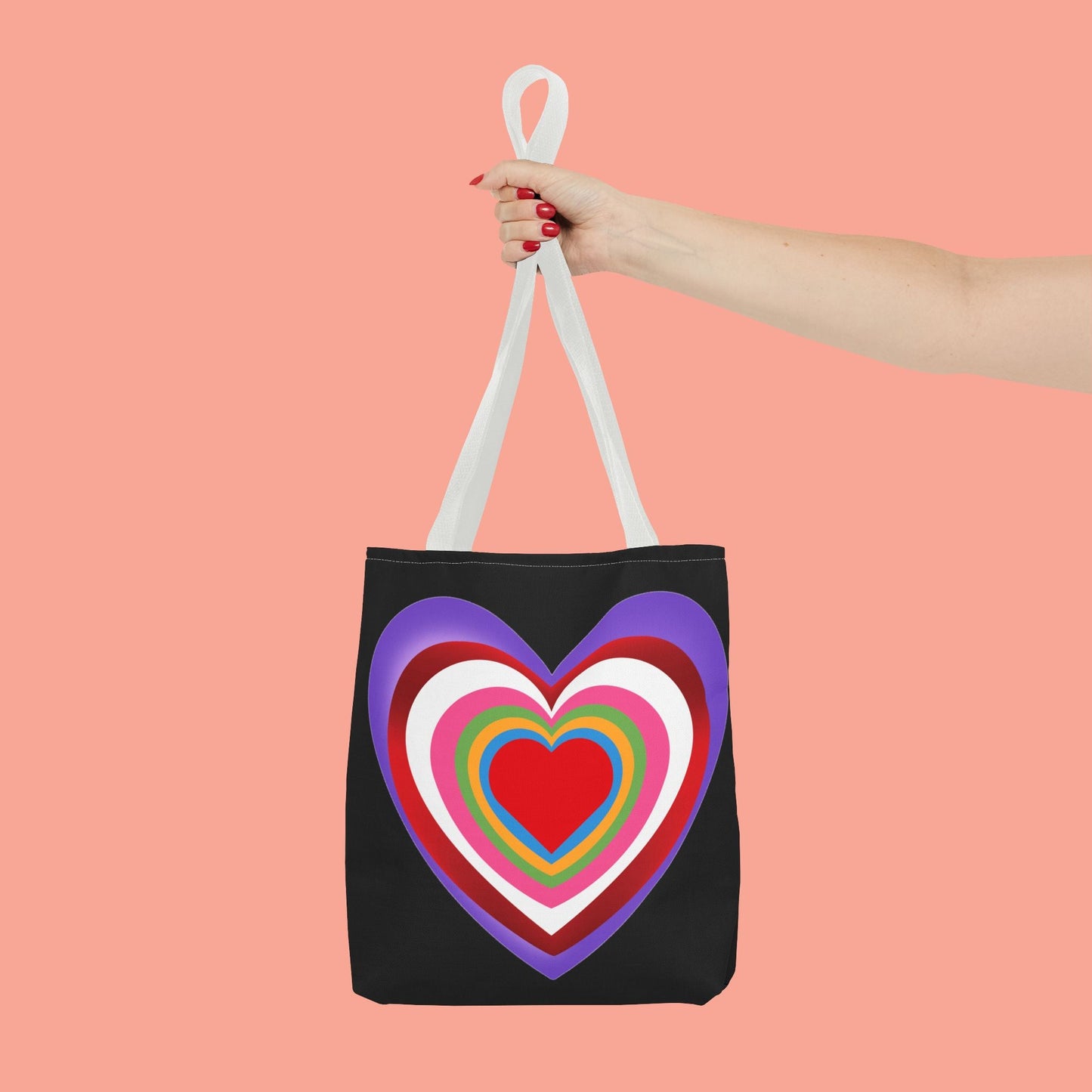 Rainbow Heart Tote Bag - Colorful Love Design for Everyday Use