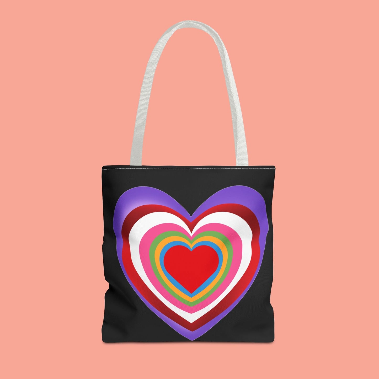 Rainbow Heart Tote Bag - Colorful Love Design for Everyday Use