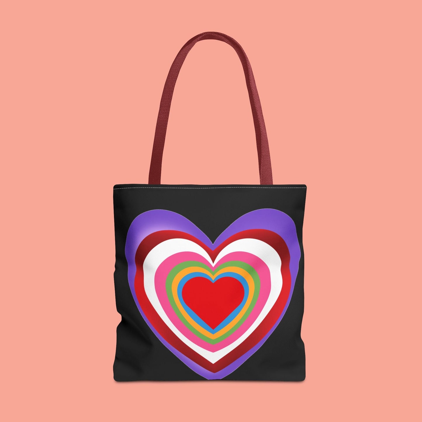 Rainbow Heart Tote Bag - Colorful Love Design for Everyday Use