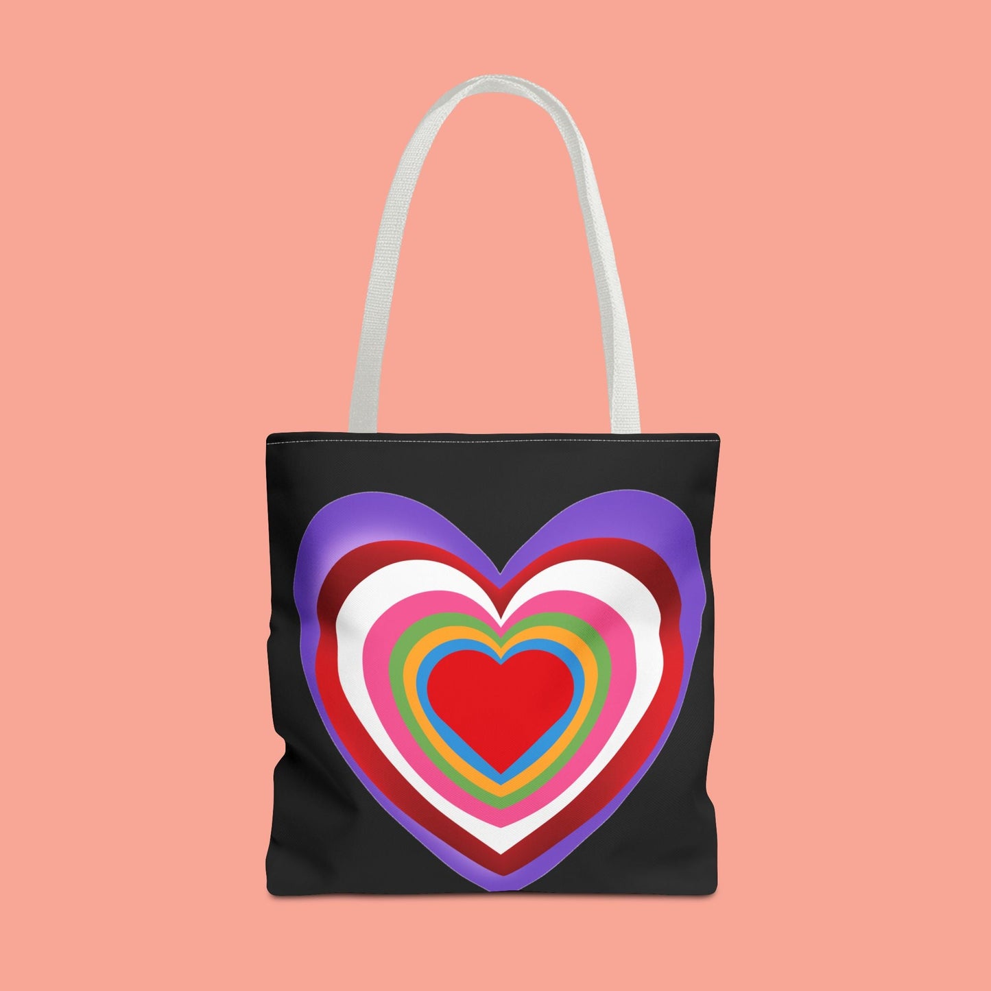 Rainbow Heart Tote Bag - Colorful Love Design for Everyday Use