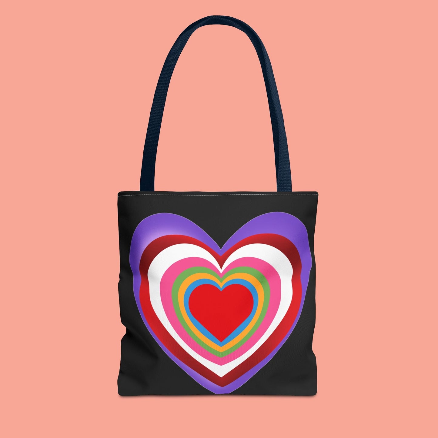 Rainbow Heart Tote Bag - Colorful Love Design for Everyday Use