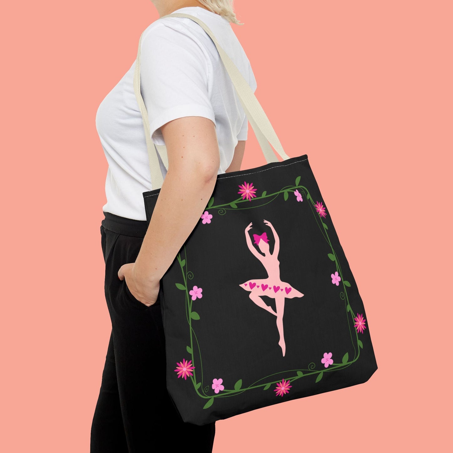 Ballet Dancer Floral Tote Bag - Elegant & Stylish Accessory for Dance Lovers