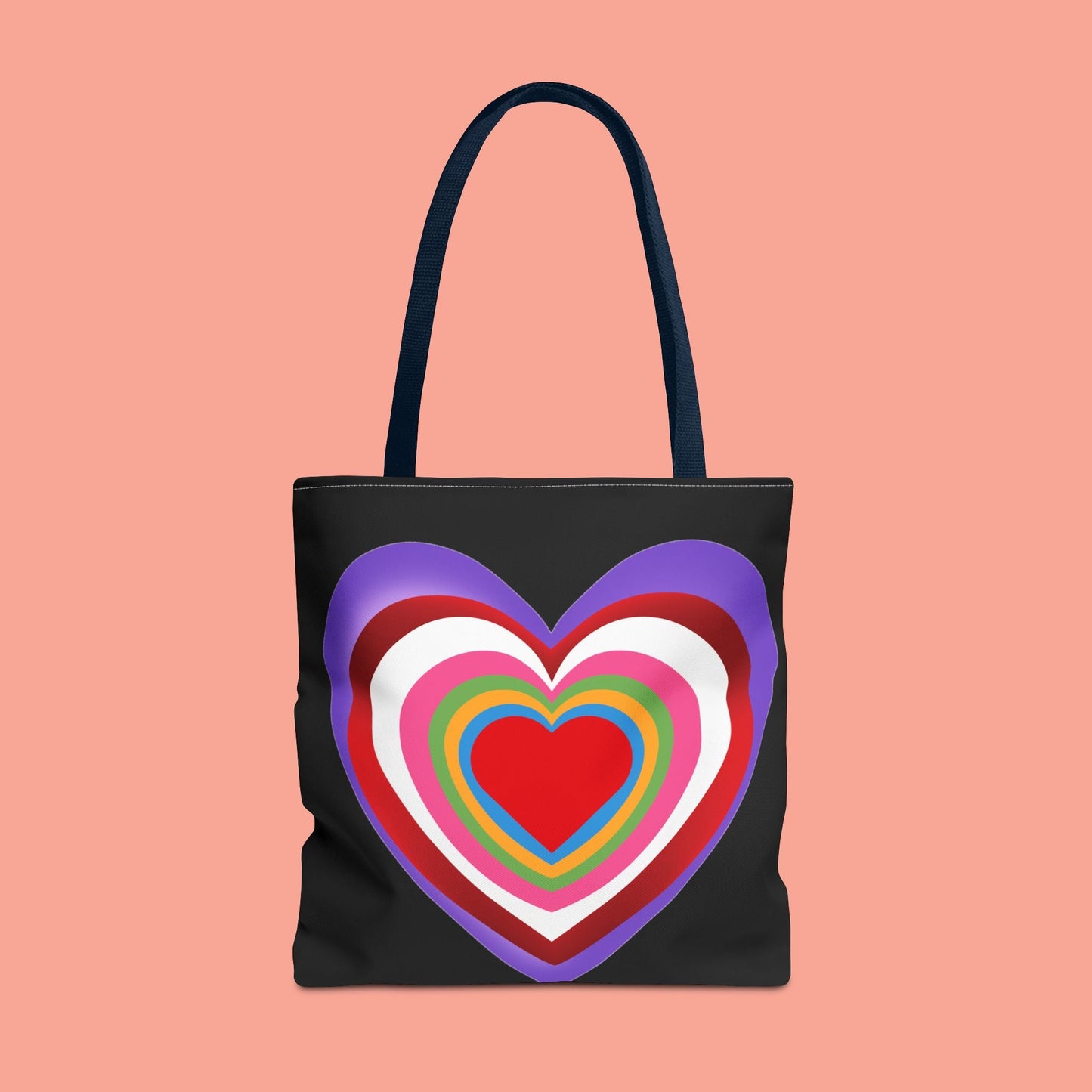 Rainbow Heart Tote Bag - Colorful Love Design for Everyday Use