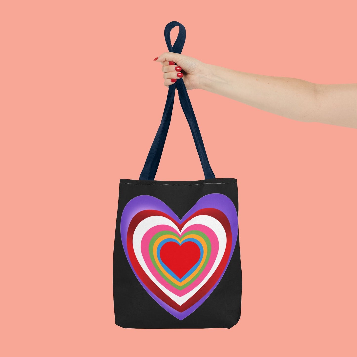 Rainbow Heart Tote Bag - Colorful Love Design for Everyday Use