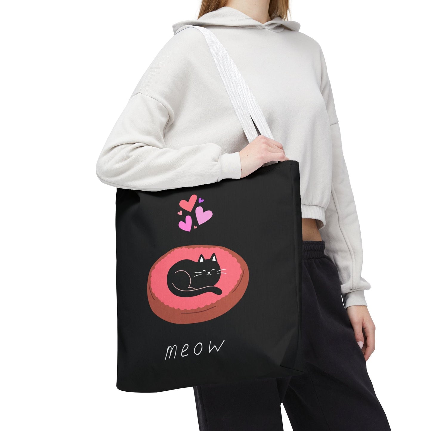 Cute Cat Tote Bag - 'Meow' Design for Cat Lovers