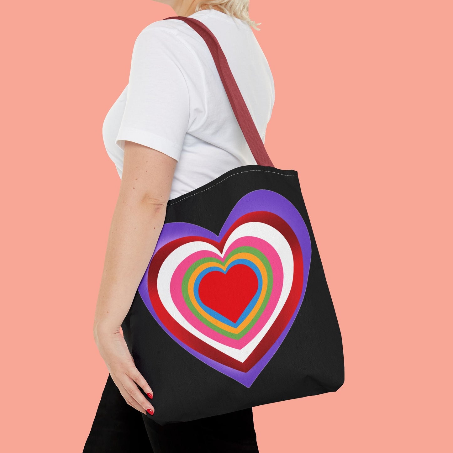 Rainbow Heart Tote Bag - Colorful Love Design for Everyday Use