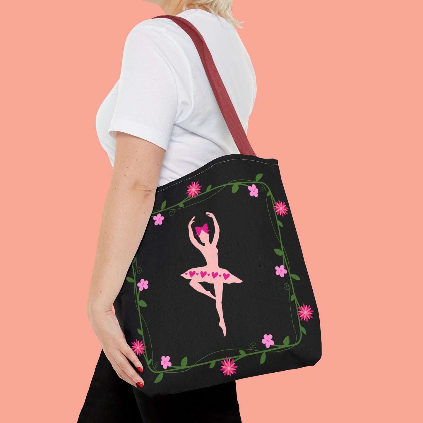 Ballet Dancer Floral Tote Bag - Elegant & Stylish Accessory for Dance Lovers