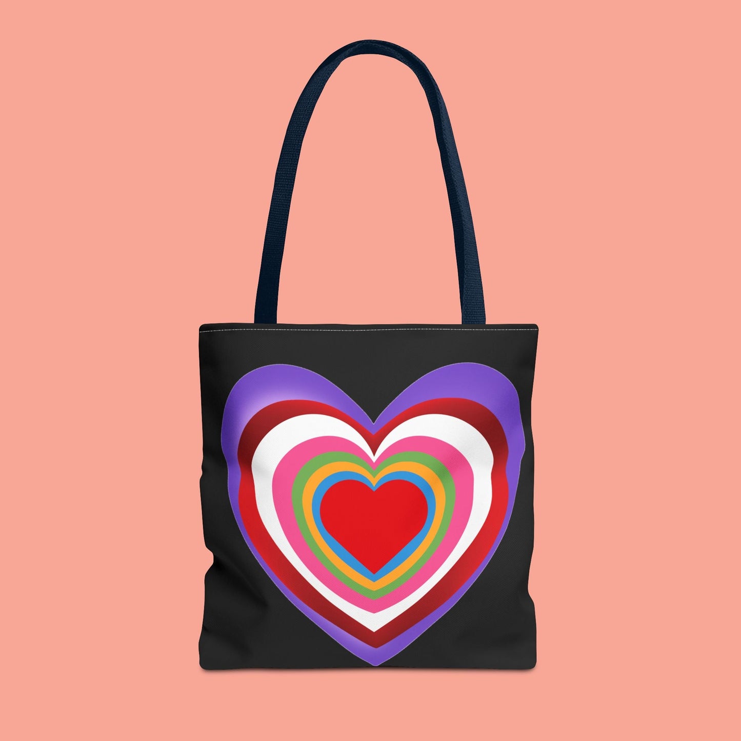 Rainbow Heart Tote Bag - Colorful Love Design for Everyday Use