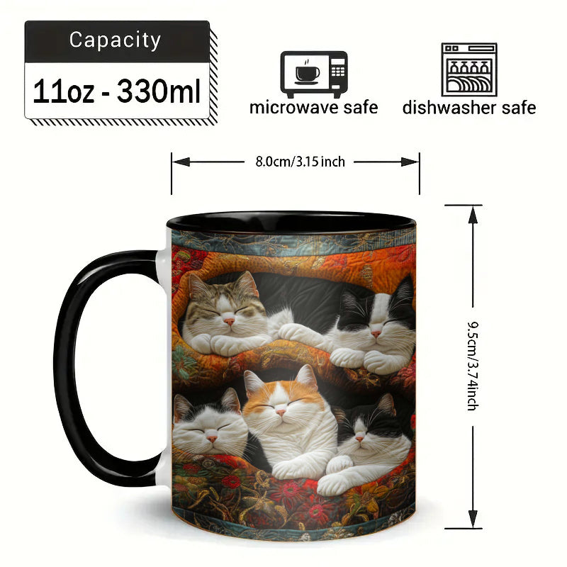 3D Cats Ceramic Coffee Mug