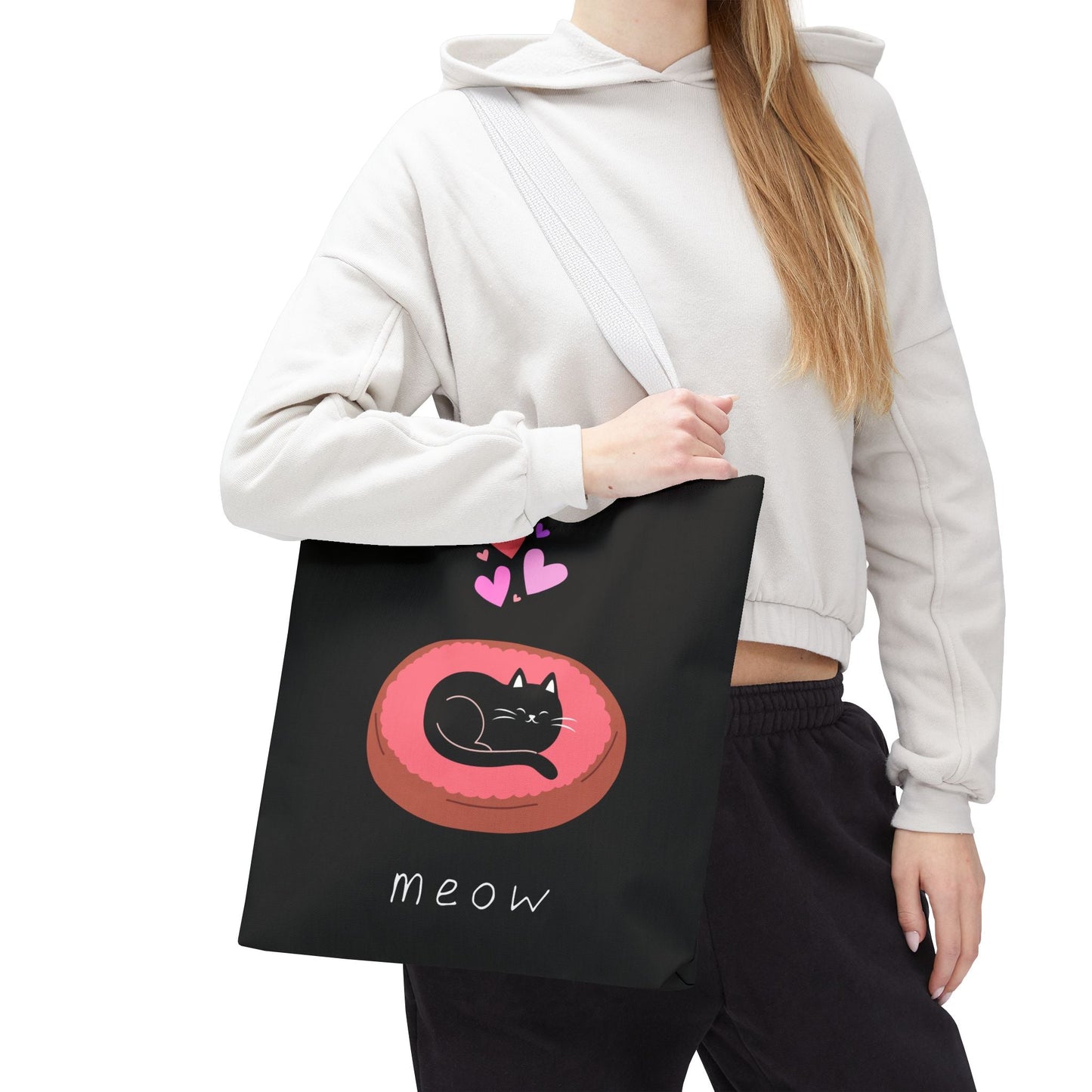 Cute Cat Tote Bag - 'Meow' Design for Cat Lovers