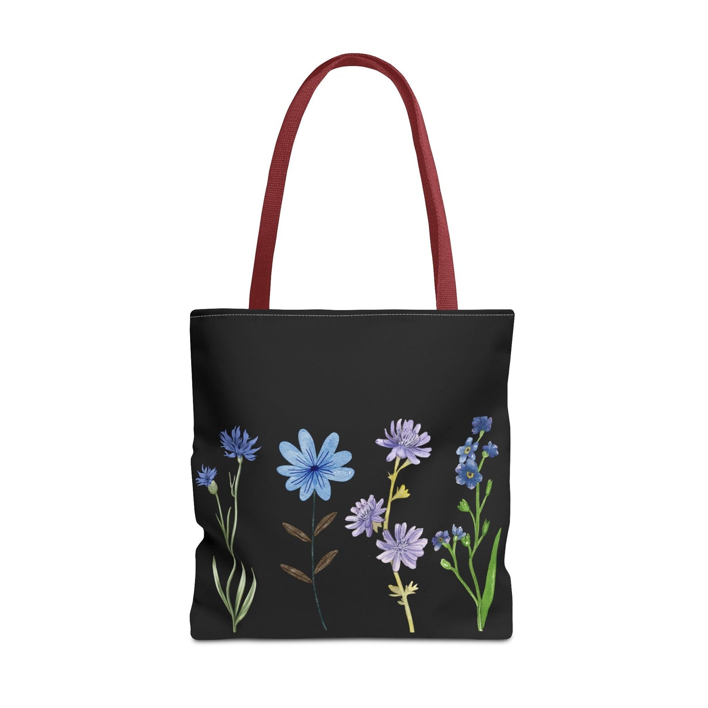 Floral Elegance Tote Bag - Stylish Black Canvas with Colorful Wildflowers for Everyday Use