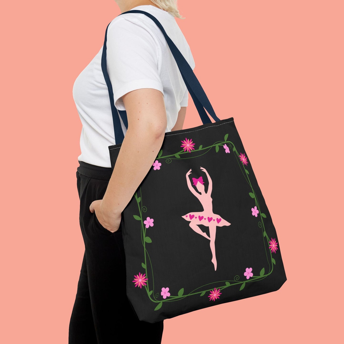 Ballet Dancer Floral Tote Bag - Elegant & Stylish Accessory for Dance Lovers