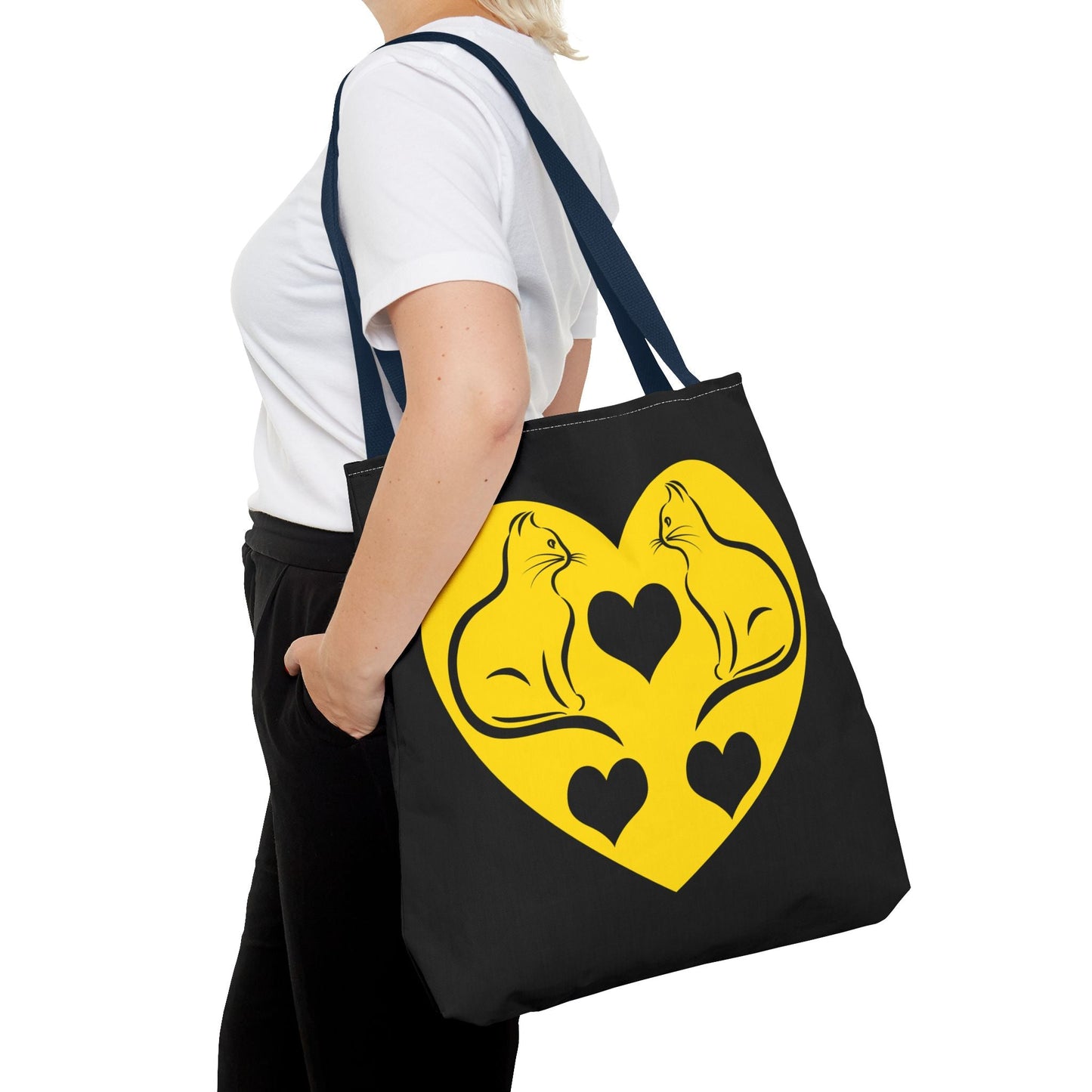 Cute Cat Love Tote Bag - Heart Design for Cat Lovers