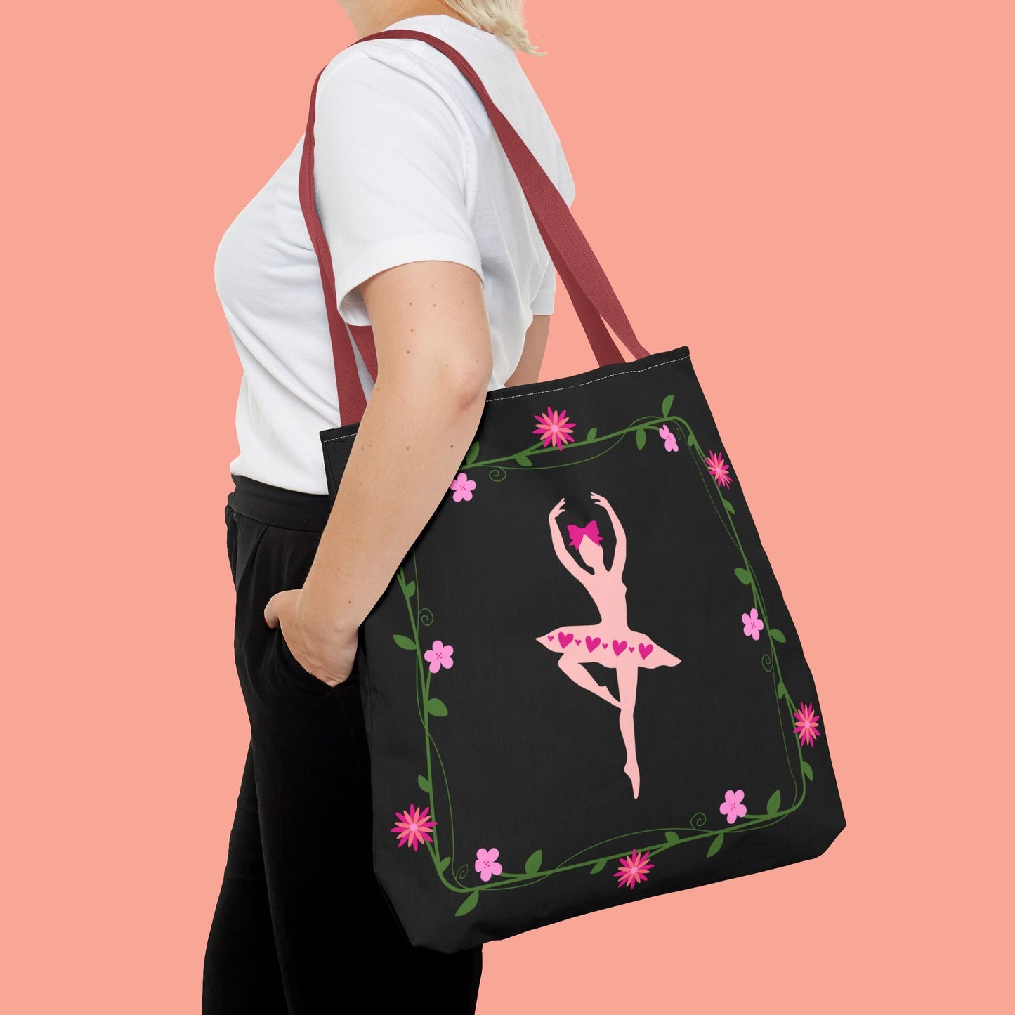 Ballet Dancer Floral Tote Bag - Elegant & Stylish Accessory for Dance Lovers