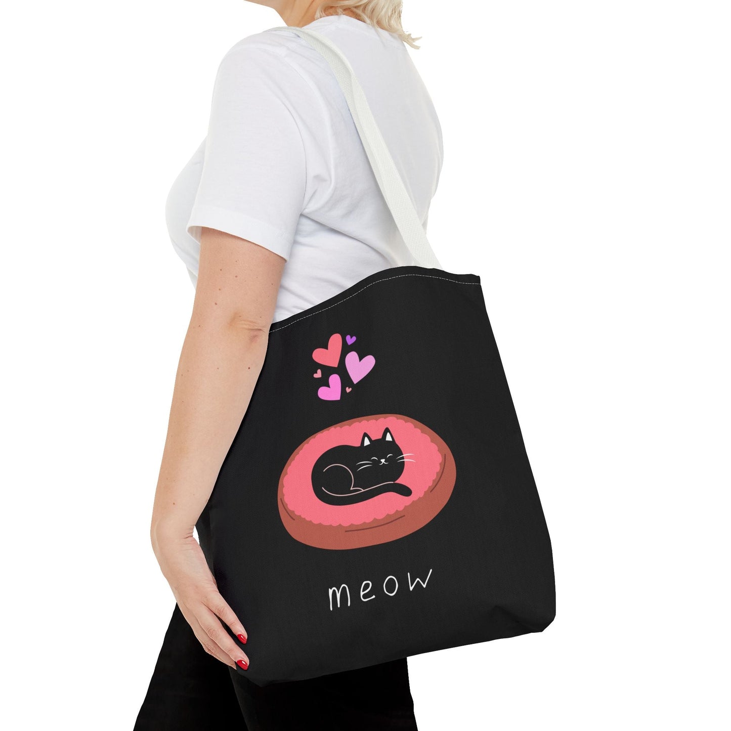 Cute Cat Tote Bag - 'Meow' Design for Cat Lovers