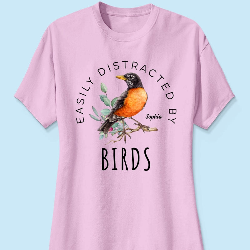 Bird Lady Easily Distracted By Birds Bird Watcher Shirt, Twitcher Shirt Personalized Shirt, Gift for Bird Lover