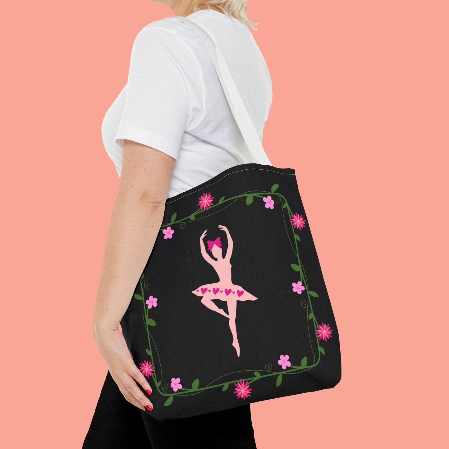 Ballet Dancer Floral Tote Bag - Elegant & Stylish Accessory for Dance Lovers