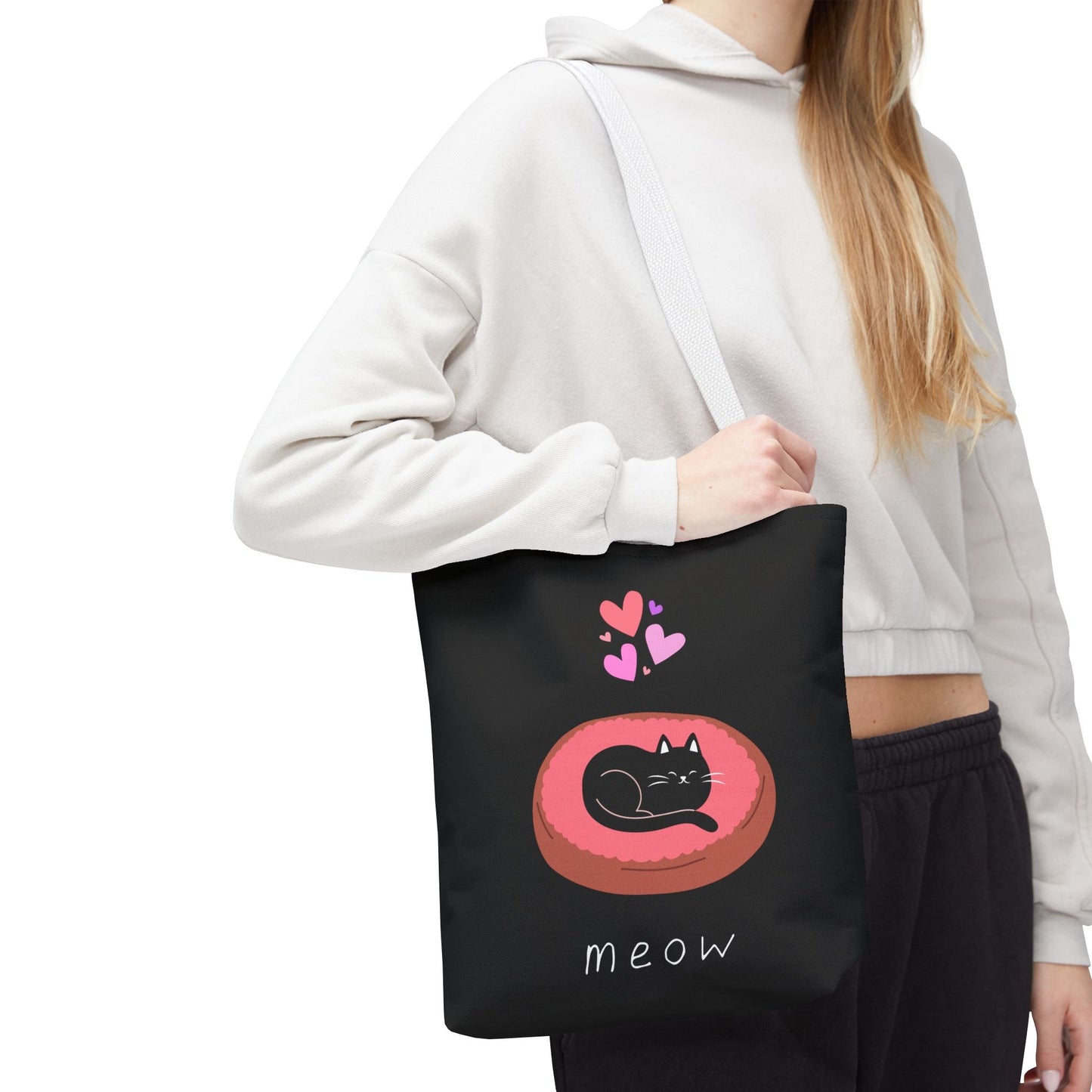 Cute Cat Tote Bag - 'Meow' Design for Cat Lovers
