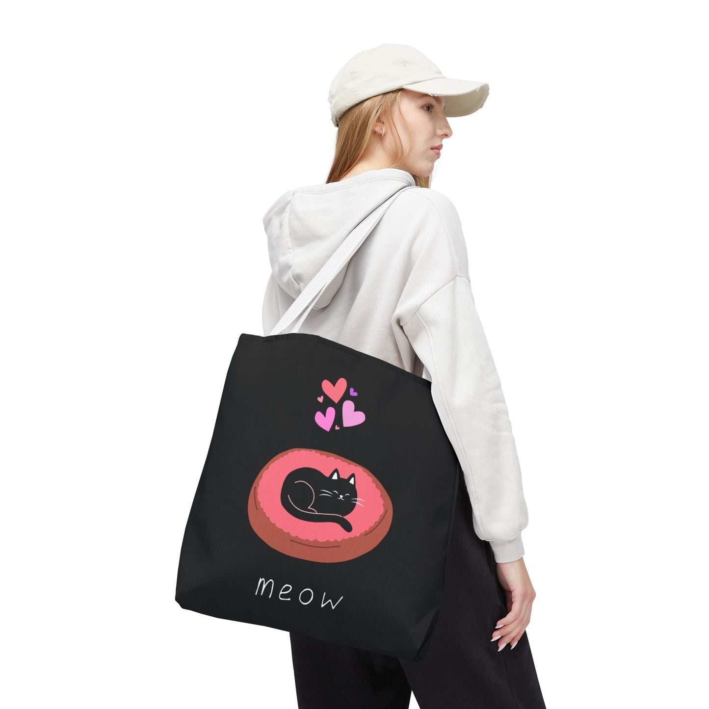 Cute Cat Tote Bag - 'Meow' Design for Cat Lovers