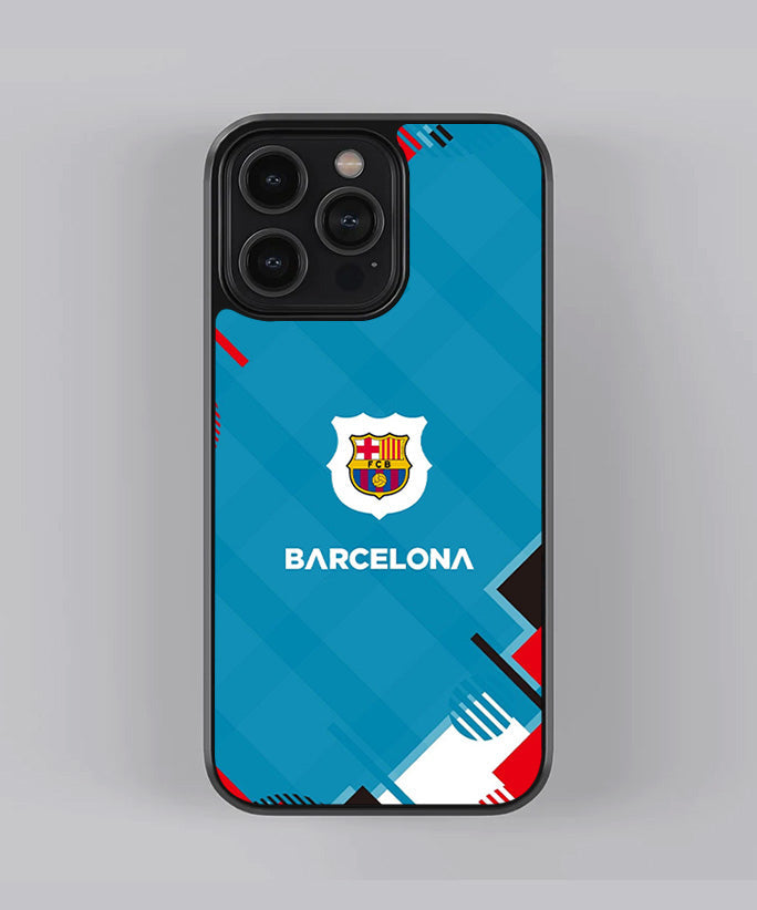 Barcelona Logo with Blue background Premium Glass Case