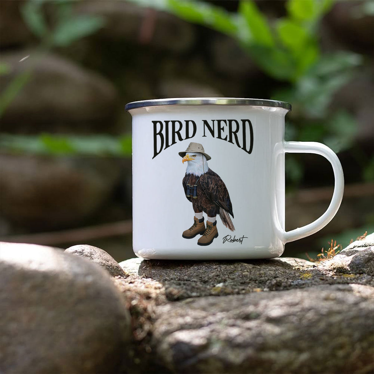 Bird Nerd Funny Gift For Bird Watcher, Bird Twitcher Bird Lover Personalized Enamel Mug