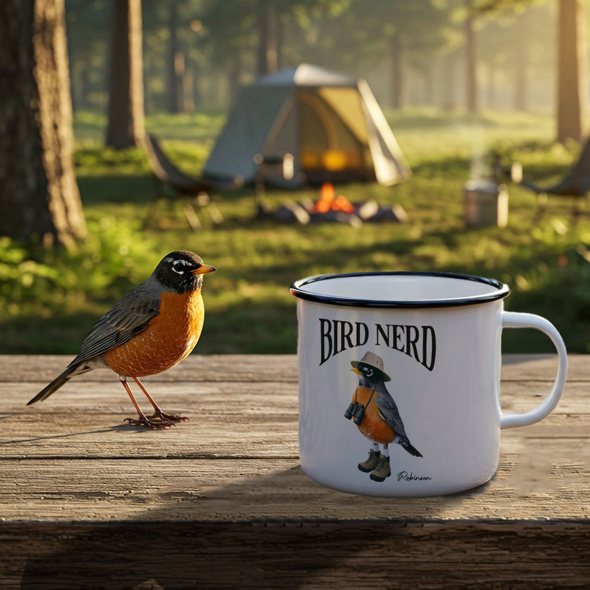 Bird Nerd Funny Gift For Bird Watcher, Bird Twitcher Bird Lover Personalized Enamel Mug