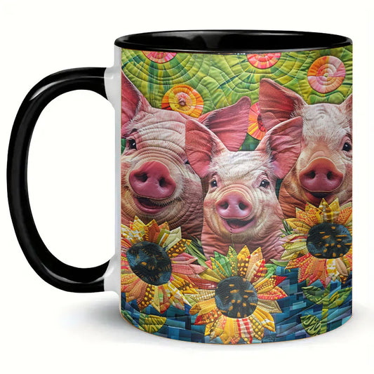 Happy Pig Ceramic Coffee Mug