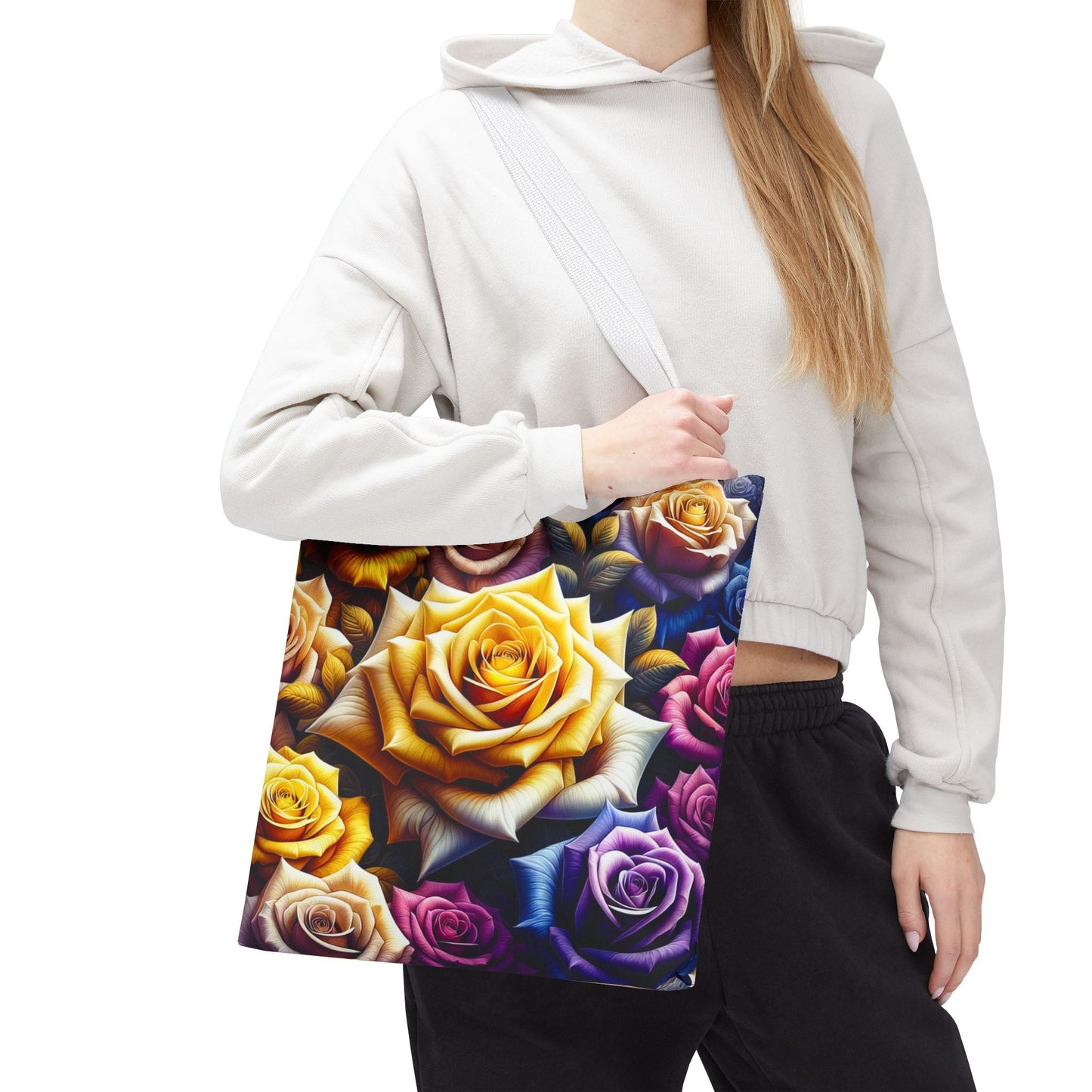 Vibrant Floral Tote Bag - Colorful Rose Design for Garden Lovers