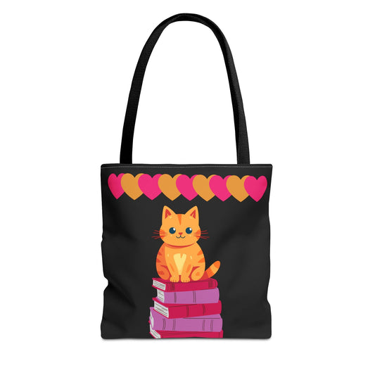 Cute Cat & Books Tote Bag - Perfect for Cat Lovers and Bookworms