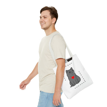 Cute Cat Tote Bag with Heart Design - Perfect for Animal Lovers