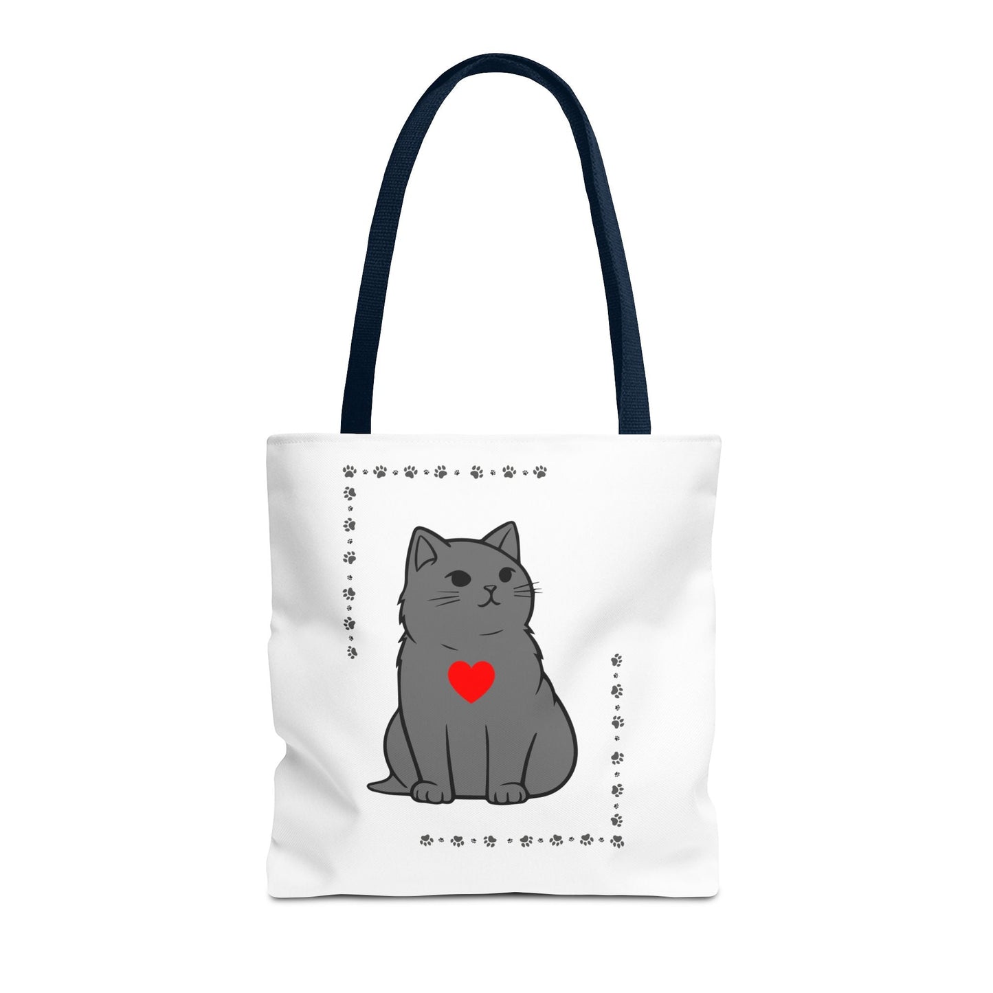 Cute Cat Tote Bag with Heart Design - Perfect for Animal Lovers