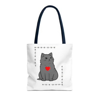 Cute Cat Tote Bag with Heart Design - Perfect for Animal Lovers