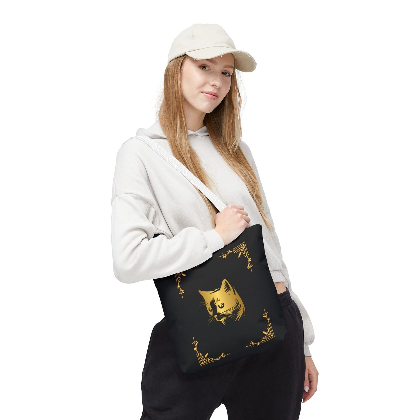 Vintage Cat Tote Bag - Stylish Black Eco-Friendly Carrier for Cat Lovers
