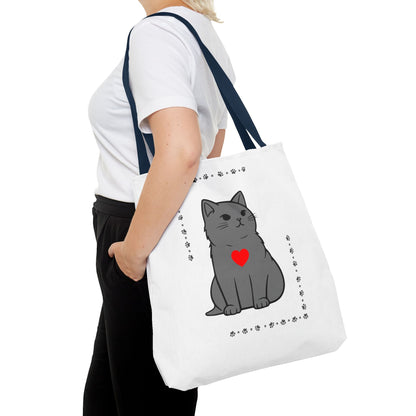 Cute Cat Tote Bag with Heart Design - Perfect for Animal Lovers