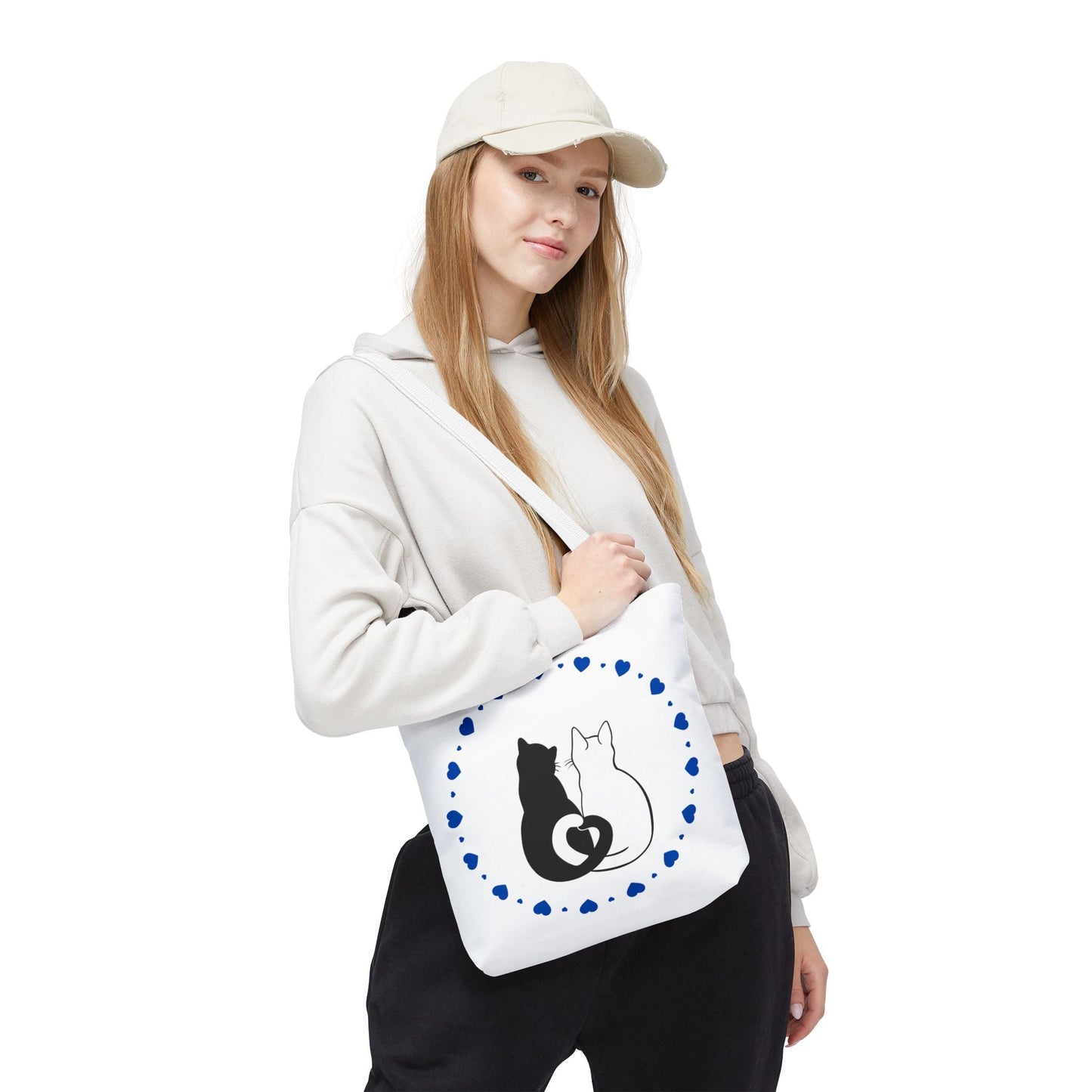 Cute Cat Lovers Tote Bag - Adorable Heart Design for Pet Enthusiasts