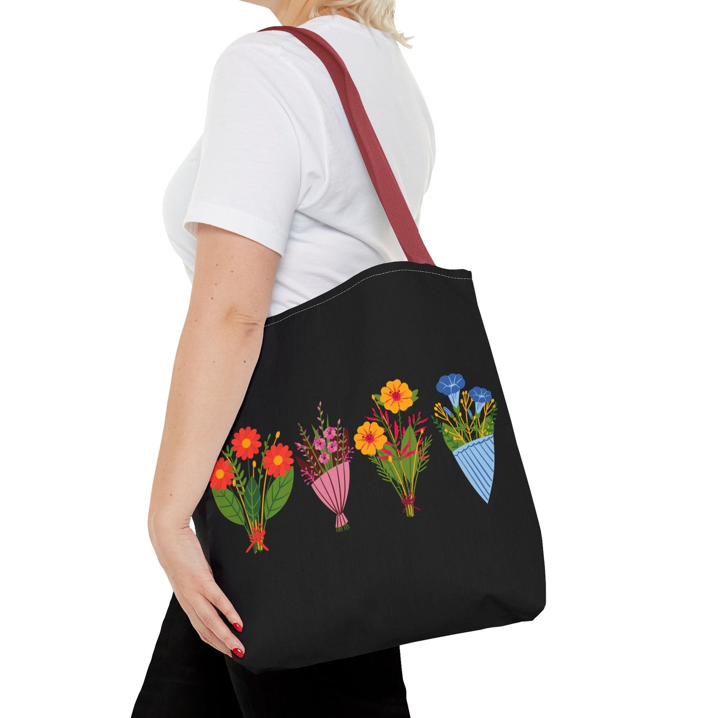 Floral Bouquet Tote Bag - Stylish Reusable Shopping Bag for Everyday Use