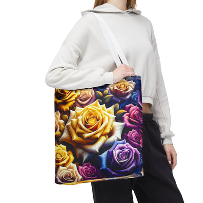 Vibrant Floral Tote Bag - Colorful Rose Design for Garden Lovers