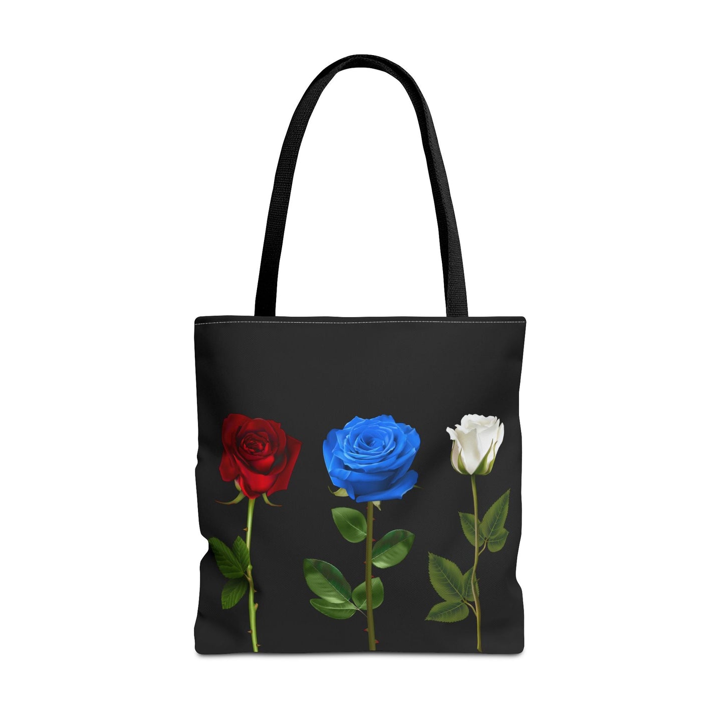 Elegant Floral Tote Bag - Red, Blue & White Roses Design