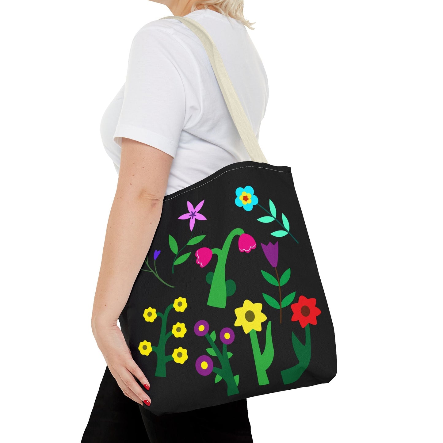 Vibrant Floral Tote Bag - Colorful Blooming Design for Every Occasion