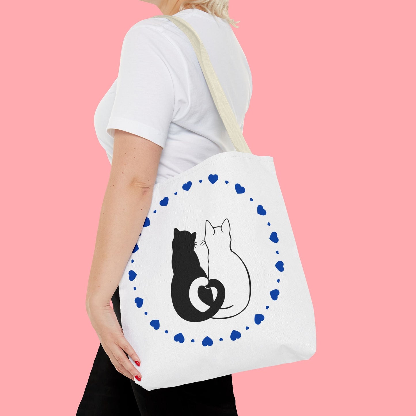 Cute Cat Lovers Tote Bag - Adorable Heart Design for Pet Enthusiasts