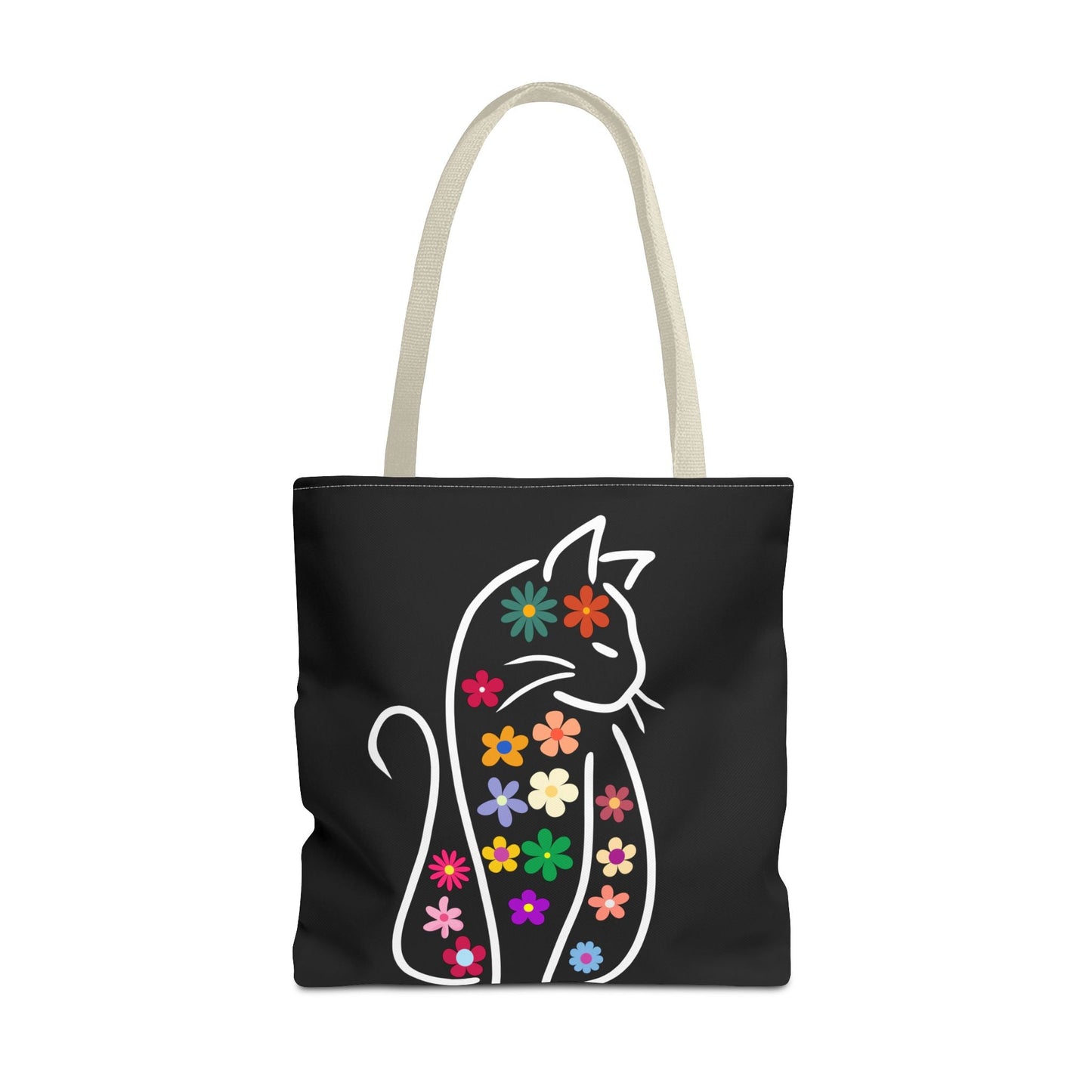 Cute Floral Cat Tote Bag for Cat Lovers