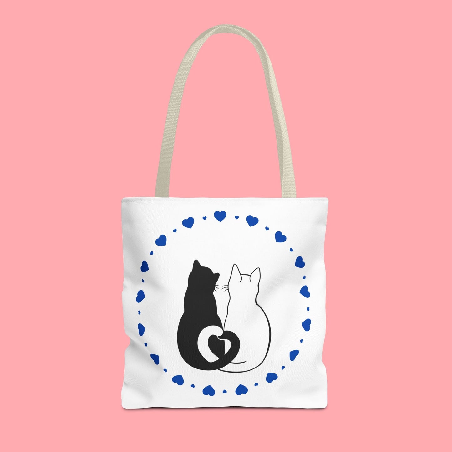 Cute Cat Lovers Tote Bag - Adorable Heart Design for Pet Enthusiasts