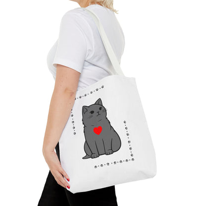 Cute Cat Tote Bag with Heart Design - Perfect for Animal Lovers